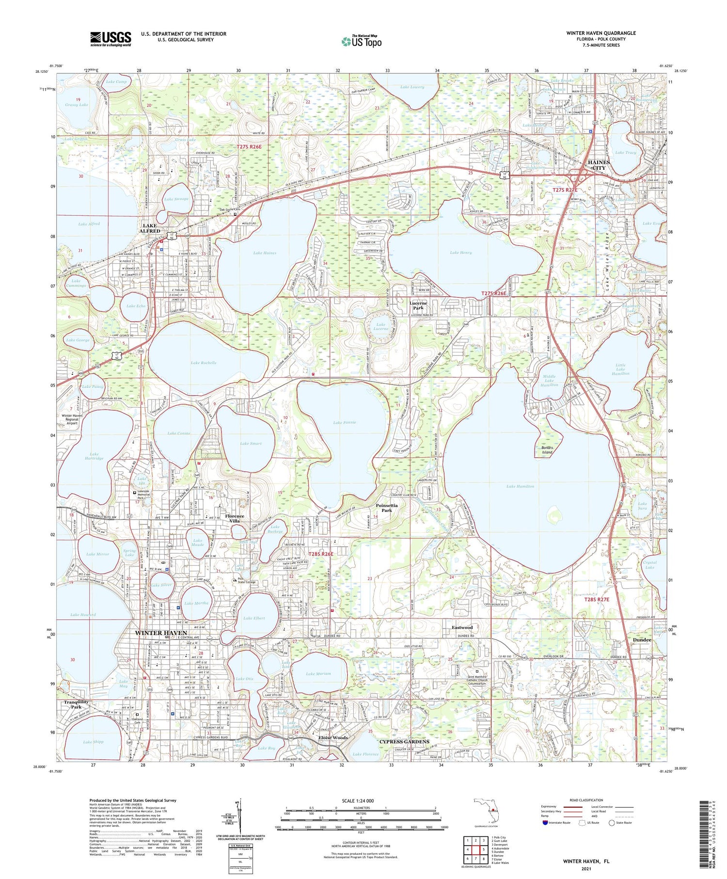 Winter Haven Florida US Topo Map Image
