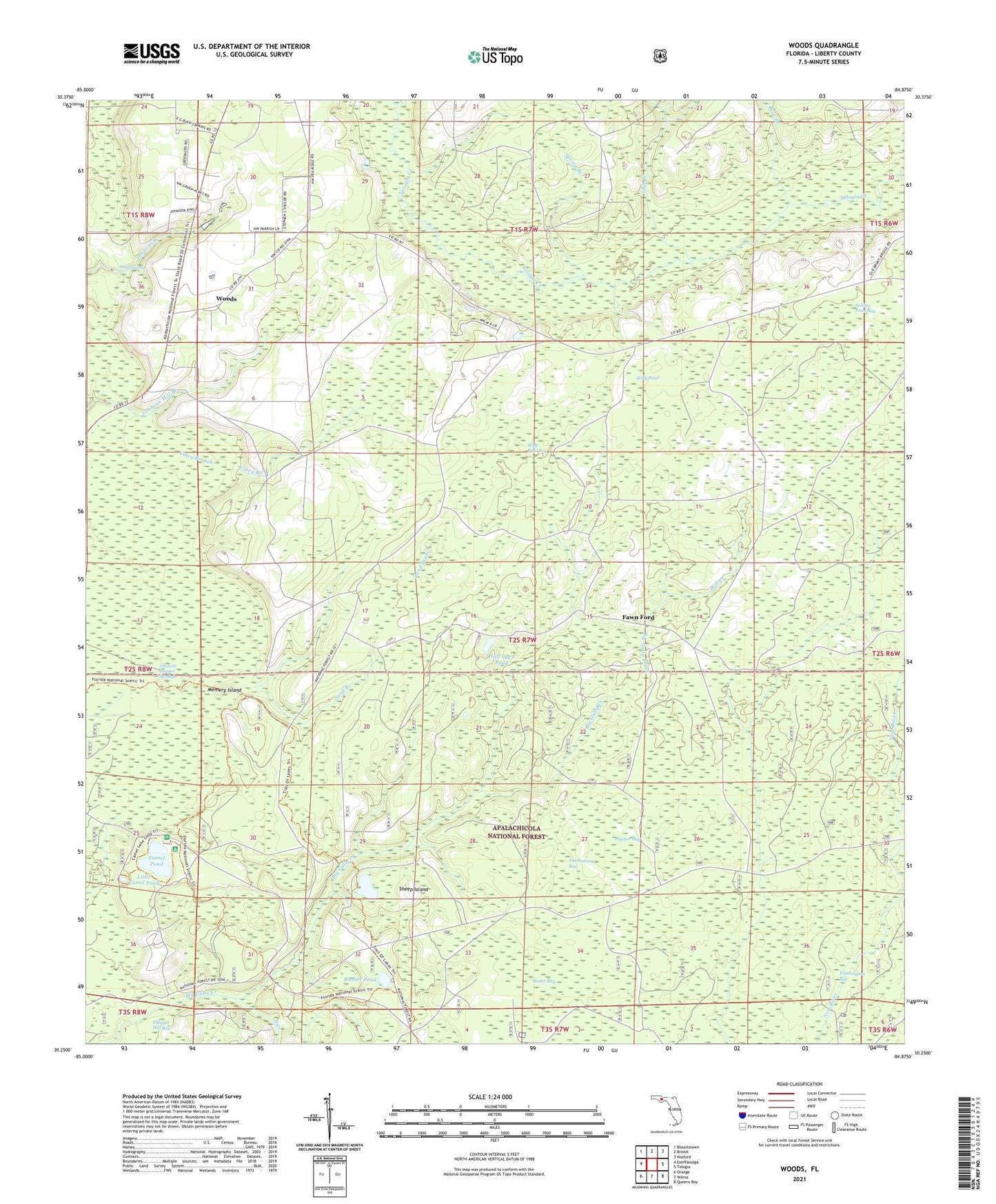Woods Florida US Topo Map Image