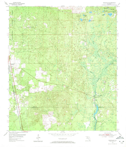 Classic USGS Woodville Florida 7.5'x7.5' Topo Map Image