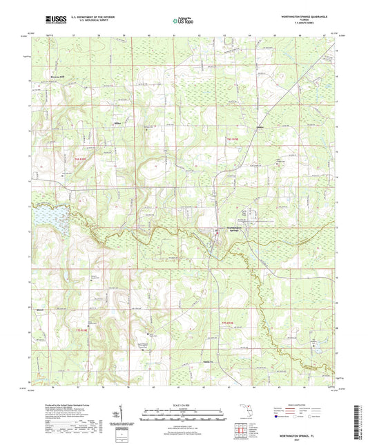 Worthington Springs Florida US Topo Map Image