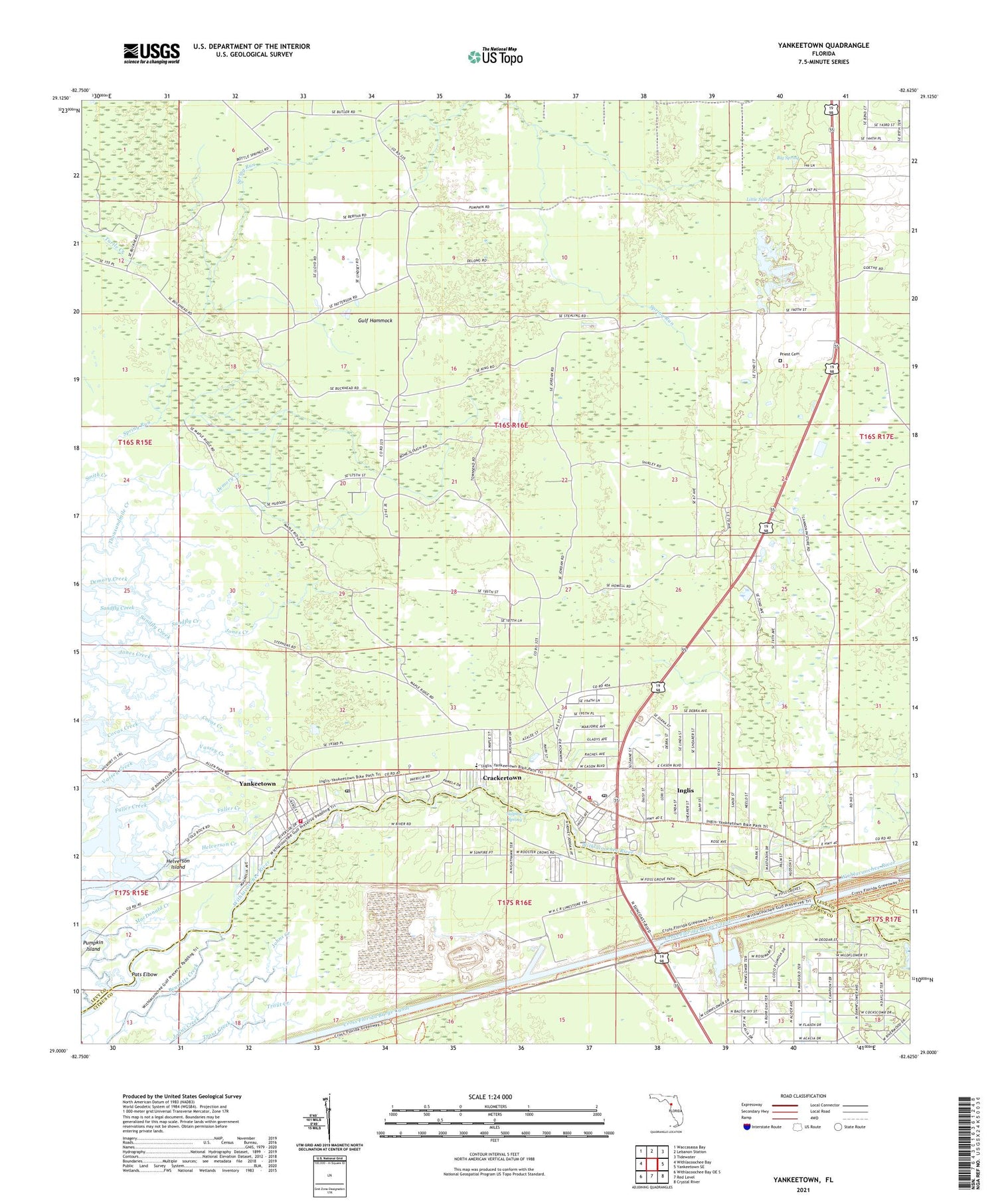 Yankeetown Florida US Topo Map Image