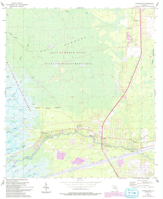 Classic USGS Yankeetown Florida 7.5'x7.5' Topo Map Image