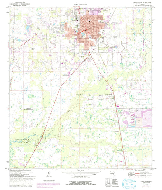 Classic USGS Zephyrhills Florida 7.5'x7.5' Topo Map Image