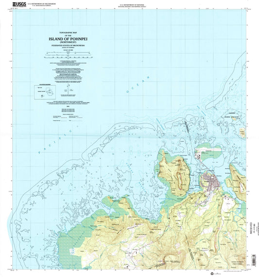 Classic USGS Island of Pohnpei (Northwest) Federated States of Micronesia 7.5'x7.5' Topo Map Image