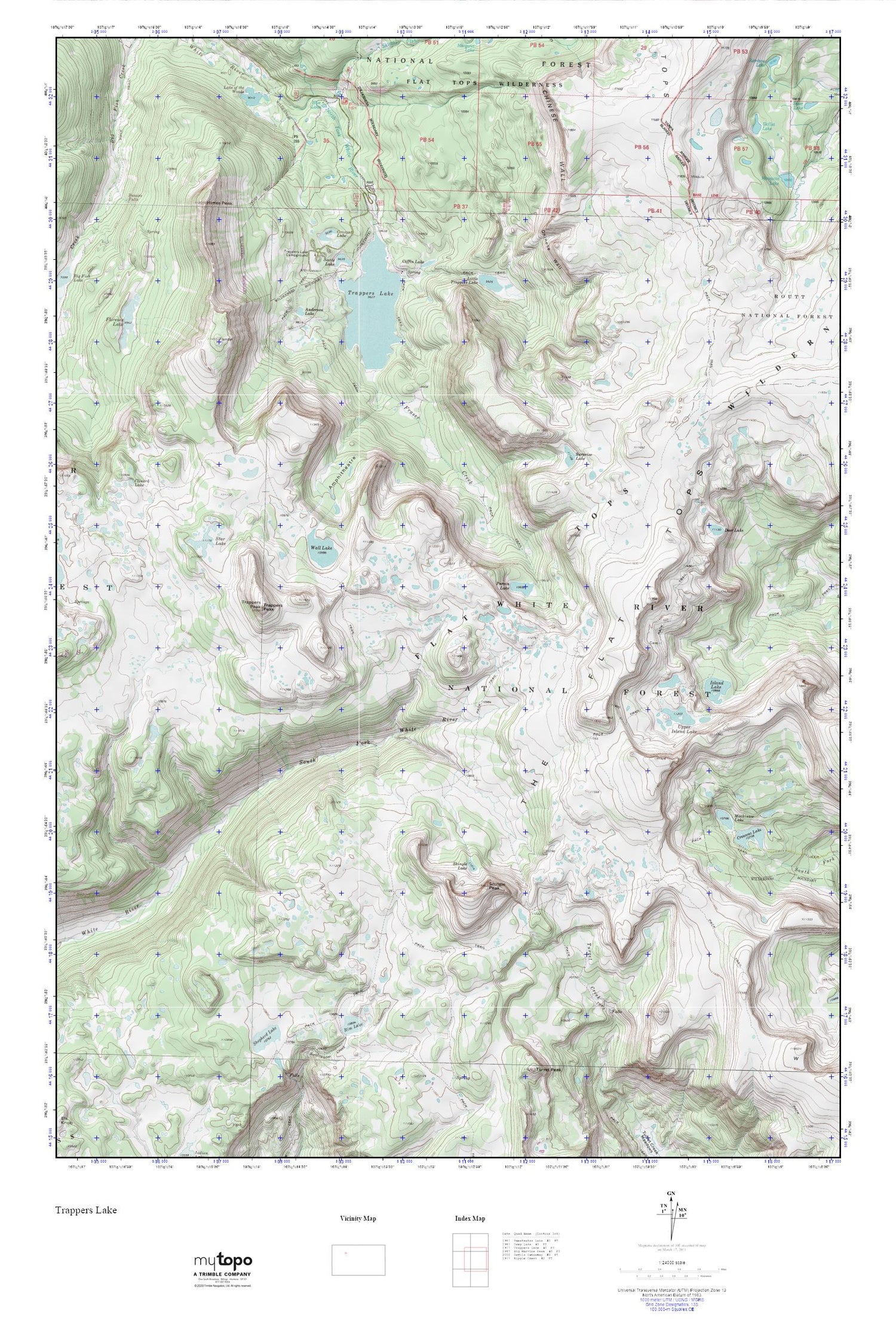 Flat Tops Wilderness MyTopo Explorer Series Map Image