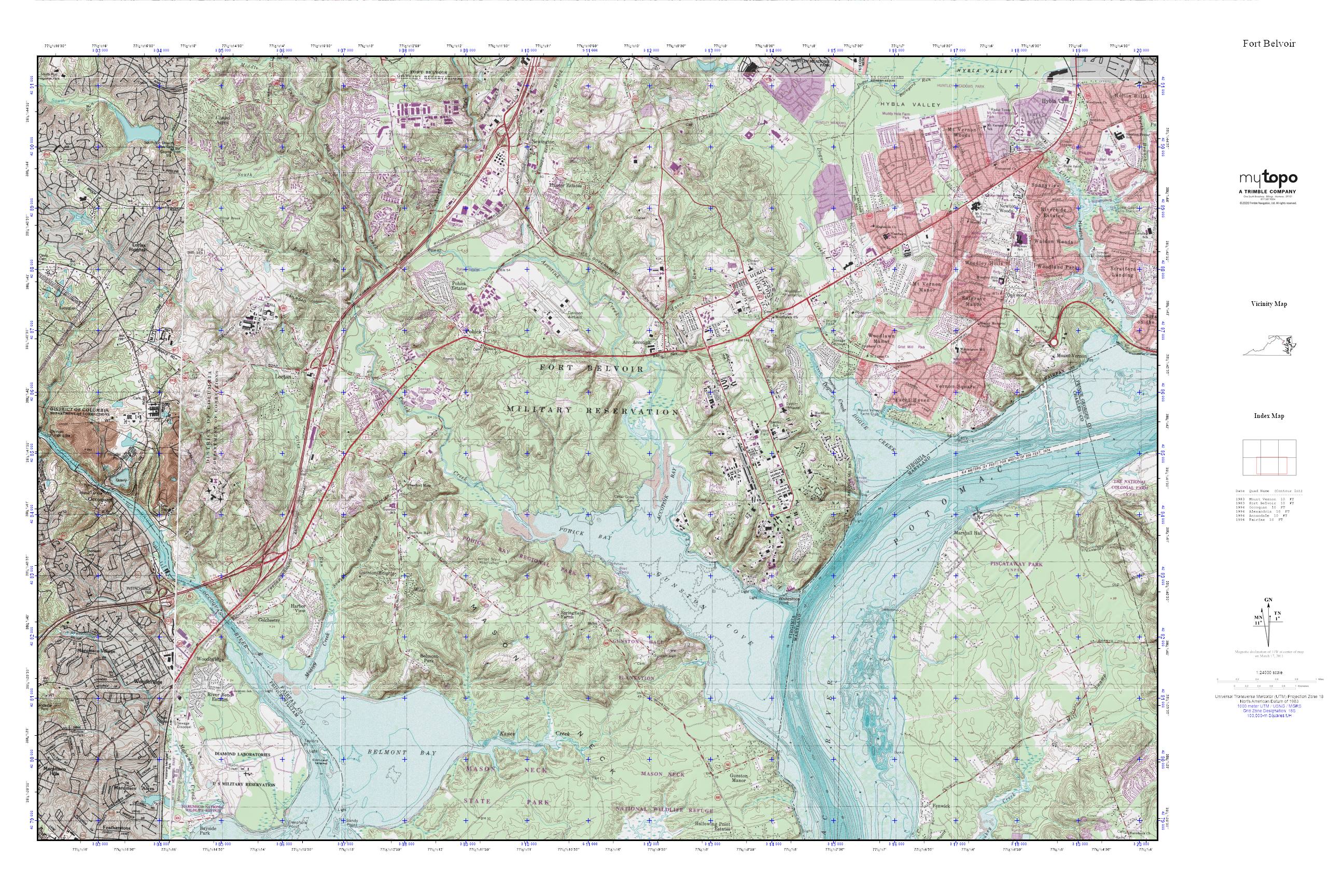 Fort Belvoir MyTopo Explorer Series Map – MyTopo Map Store