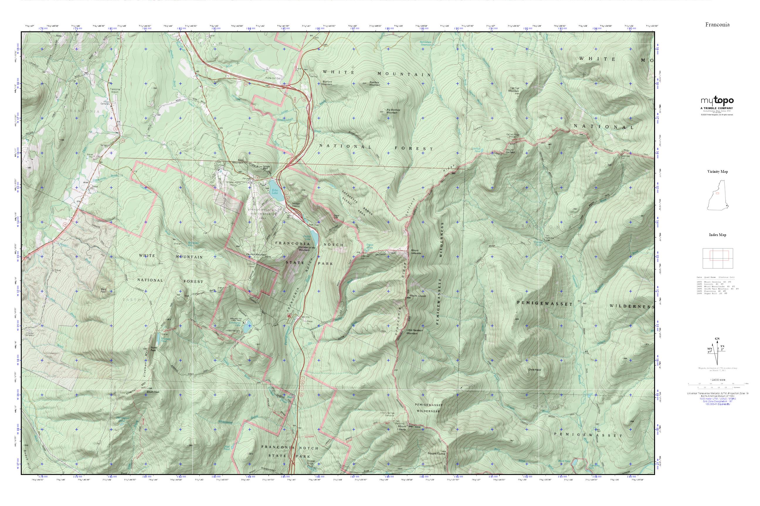 Franconia Mytopo Explorer Series Map Mytopo Map Store