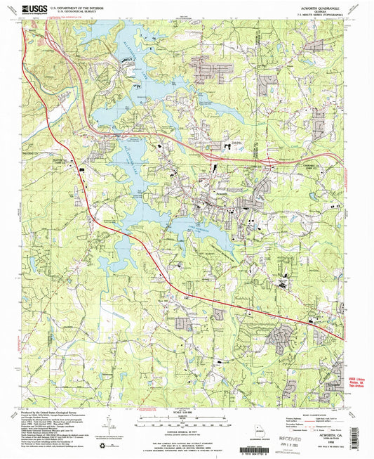 Classic USGS Acworth Georgia 7.5'x7.5' Topo Map Image