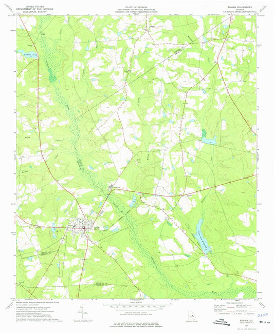 Classic USGS Adrian Georgia 7.5'x7.5' Topo Map Image