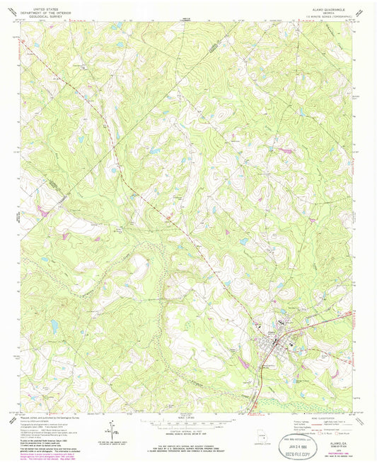 Classic USGS Alamo Georgia 7.5'x7.5' Topo Map Image