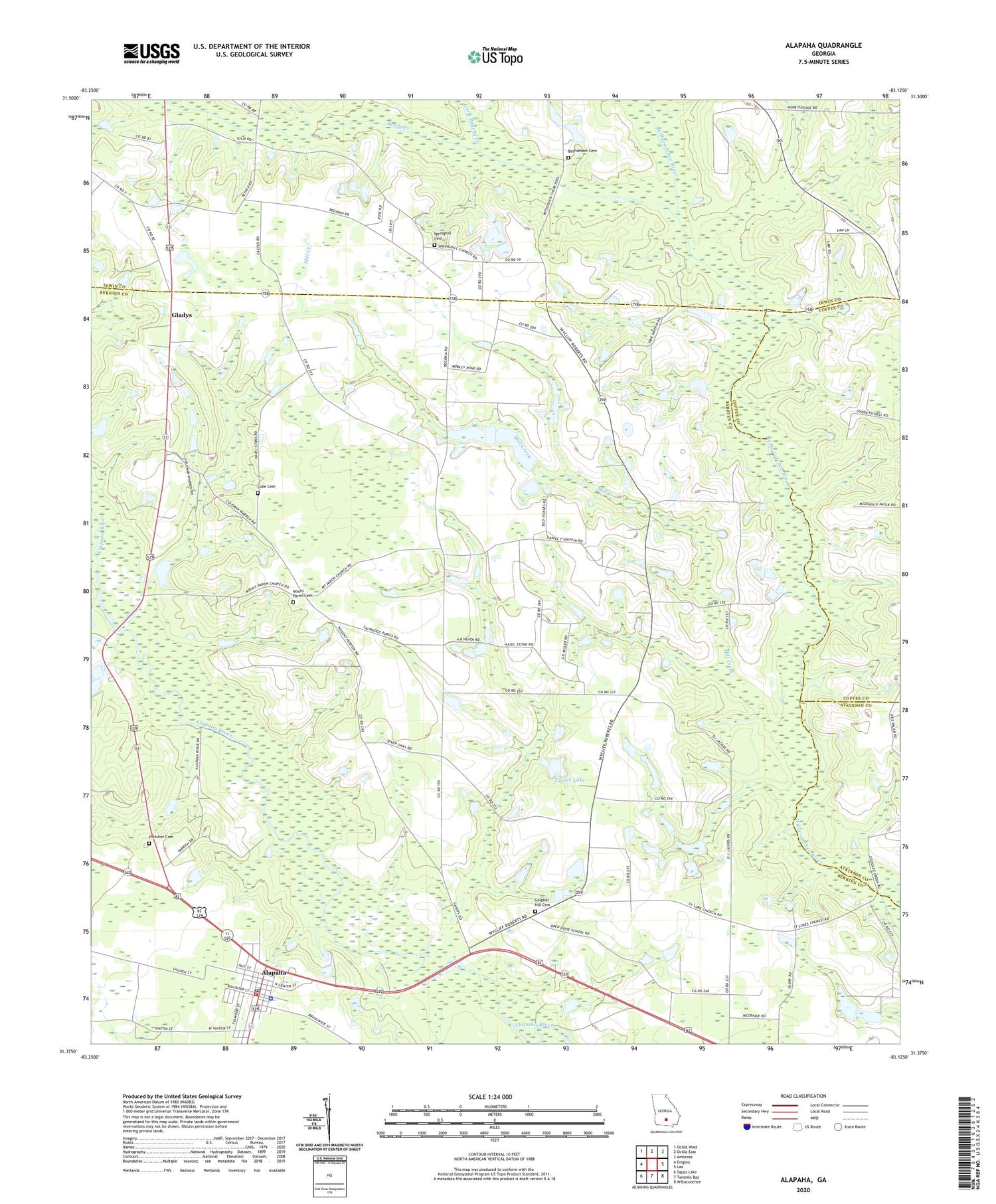 Alapaha Georgia US Topo Map Image