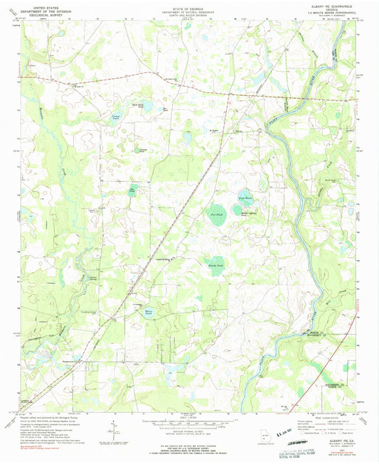 Classic USGS Albany NE Georgia 7.5'x7.5' Topo Map Image