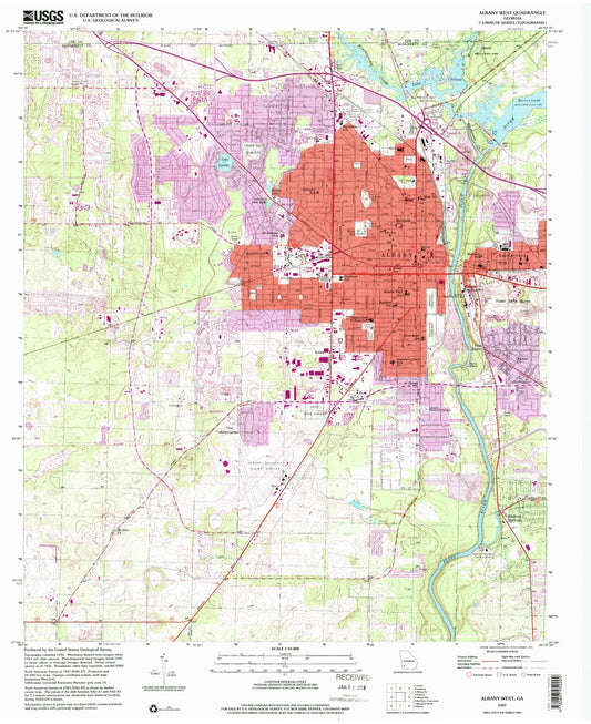 Classic USGS Albany West Georgia 7.5'x7.5' Topo Map Image