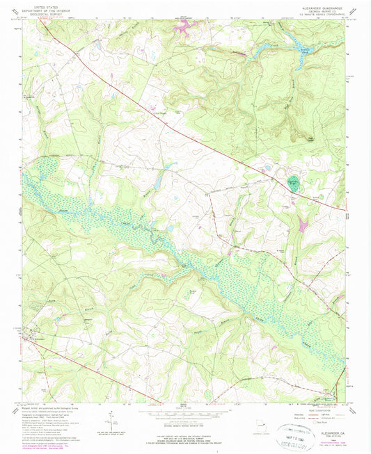 Classic USGS Alexander Georgia 7.5'x7.5' Topo Map Image