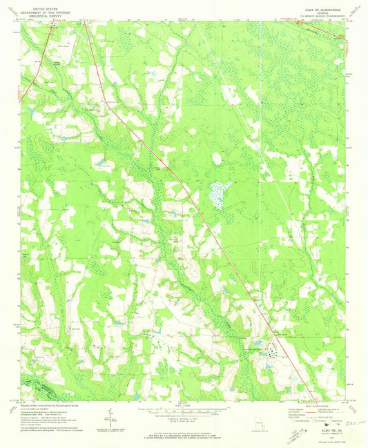 Classic USGS Alma NE Georgia 7.5'x7.5' Topo Map Image