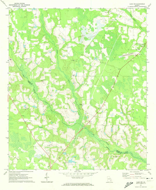 Classic USGS Alma NW Georgia 7.5'x7.5' Topo Map Image