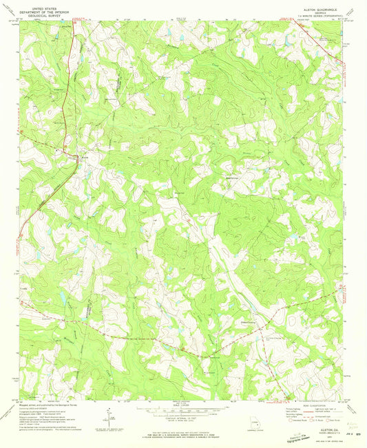 Classic USGS Alston Georgia 7.5'x7.5' Topo Map Image