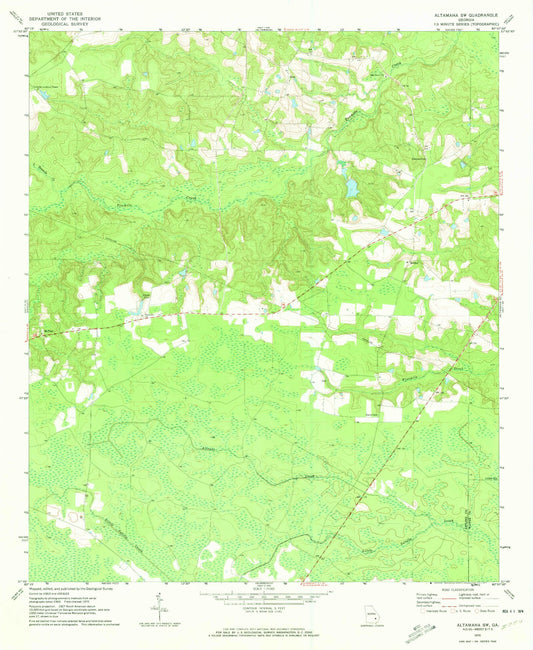 Classic USGS Altamaha SW Georgia 7.5'x7.5' Topo Map Image