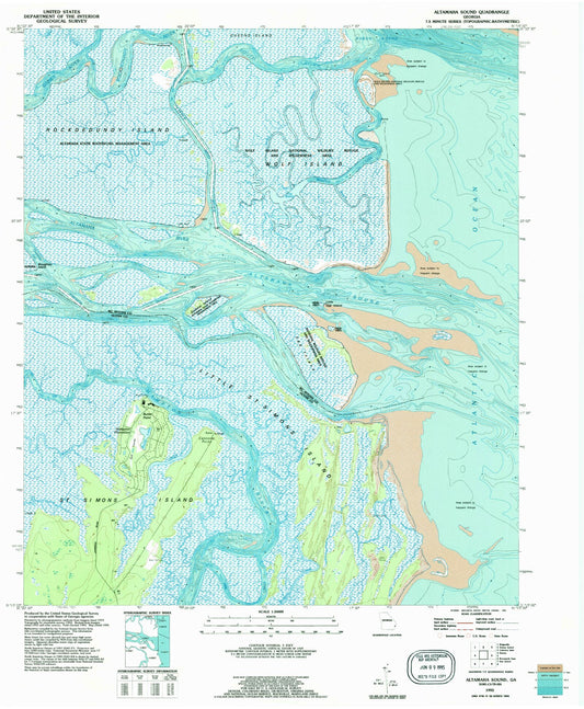 Classic USGS Altamaha Sound Georgia 7.5'x7.5' Topo Map Image
