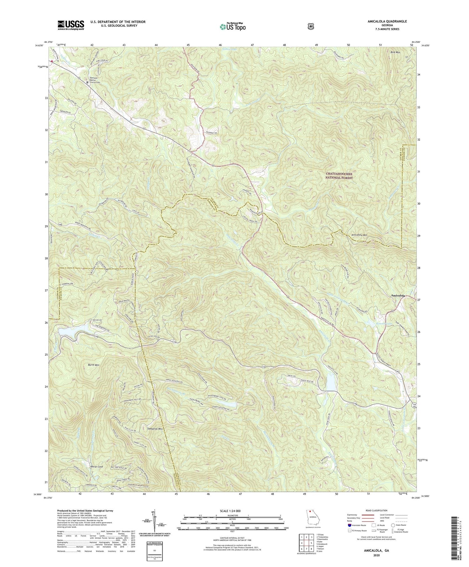 Amicalola Georgia US Topo Map Image