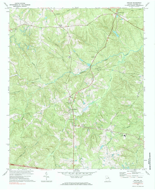 Classic USGS Appling Georgia 7.5'x7.5' Topo Map Image