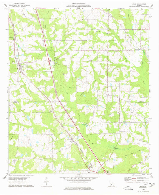 Classic USGS Arabi Georgia 7.5'x7.5' Topo Map Image