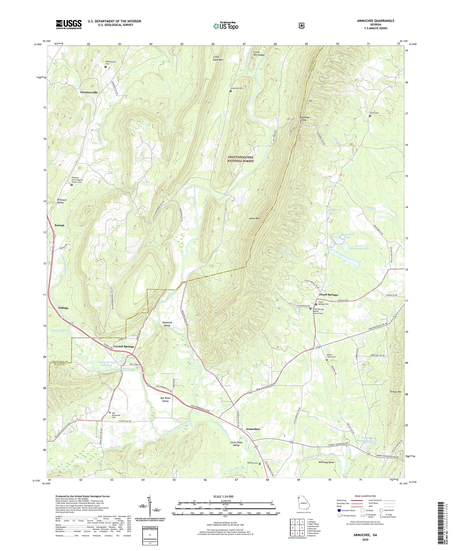 Armuchee Georgia US Topo Map Image