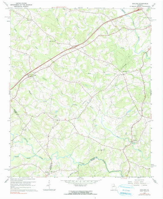Classic USGS Ashland Georgia 7.5'x7.5' Topo Map Image