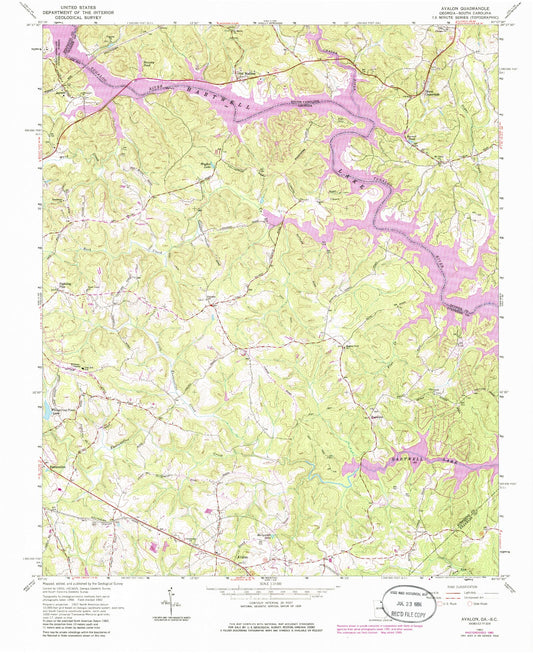 Classic USGS Avalon Georgia 7.5'x7.5' Topo Map Image