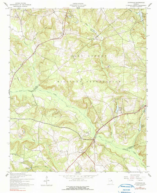 Classic USGS Avondale Georgia 7.5'x7.5' Topo Map Image