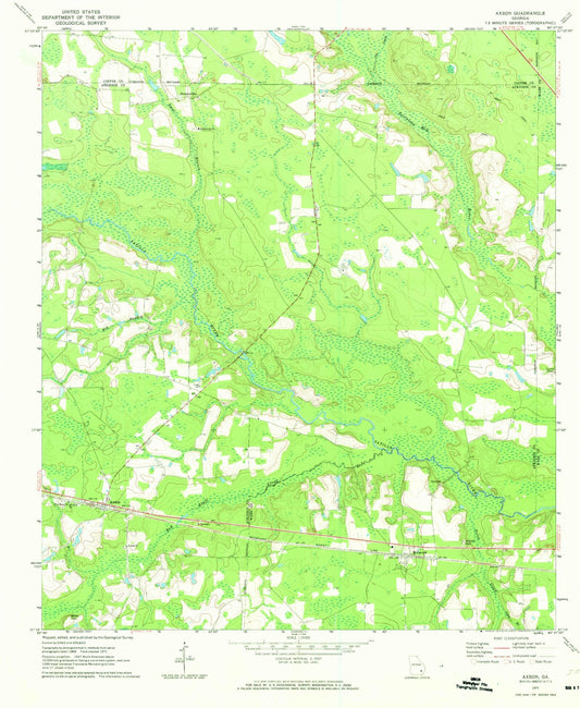 Classic USGS Axson Georgia 7.5'x7.5' Topo Map Image