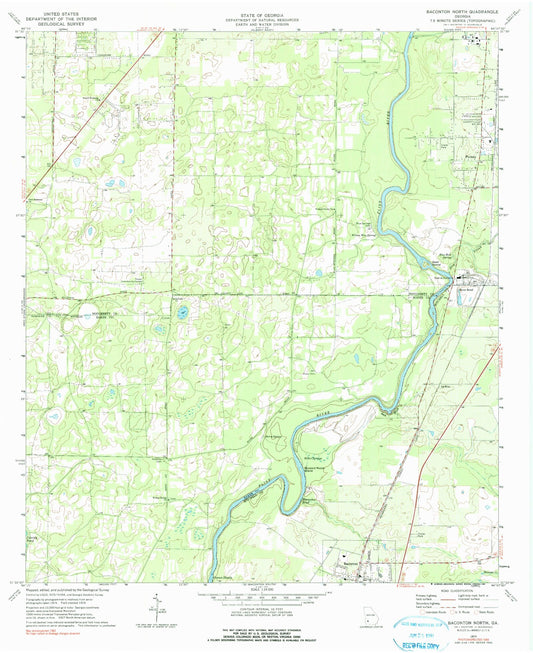 Classic USGS Baconton North Georgia 7.5'x7.5' Topo Map Image