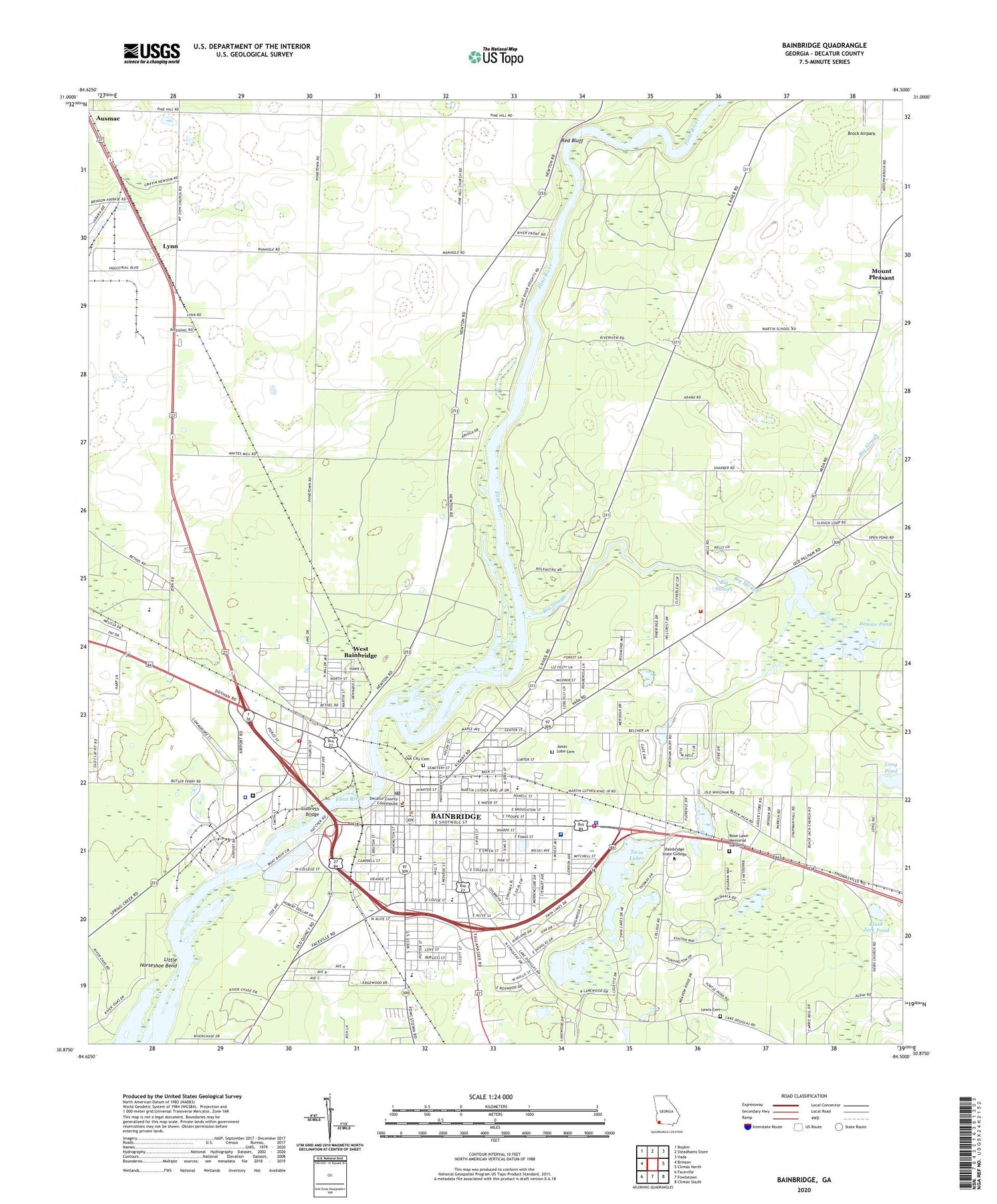 Bainbridge Georgia US Topo Map Image