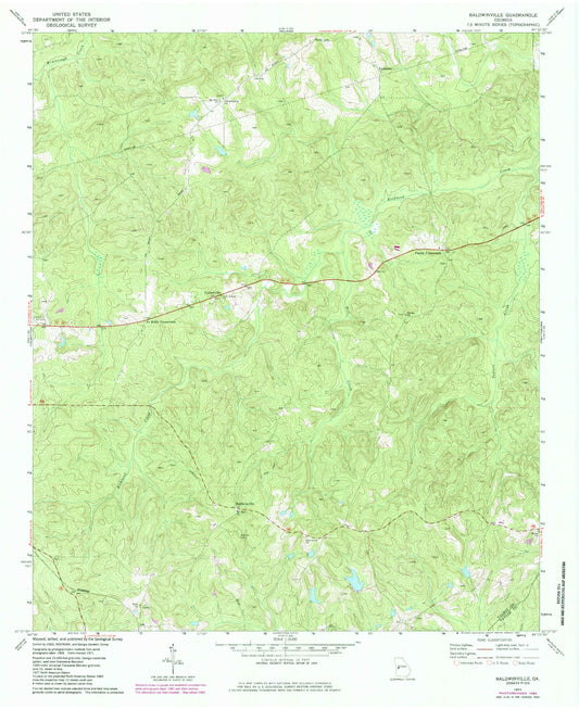 Classic USGS Baldwinville Georgia 7.5'x7.5' Topo Map Image