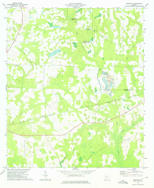 Classic USGS Bancroft Georgia 7.5'x7.5' Topo Map Image