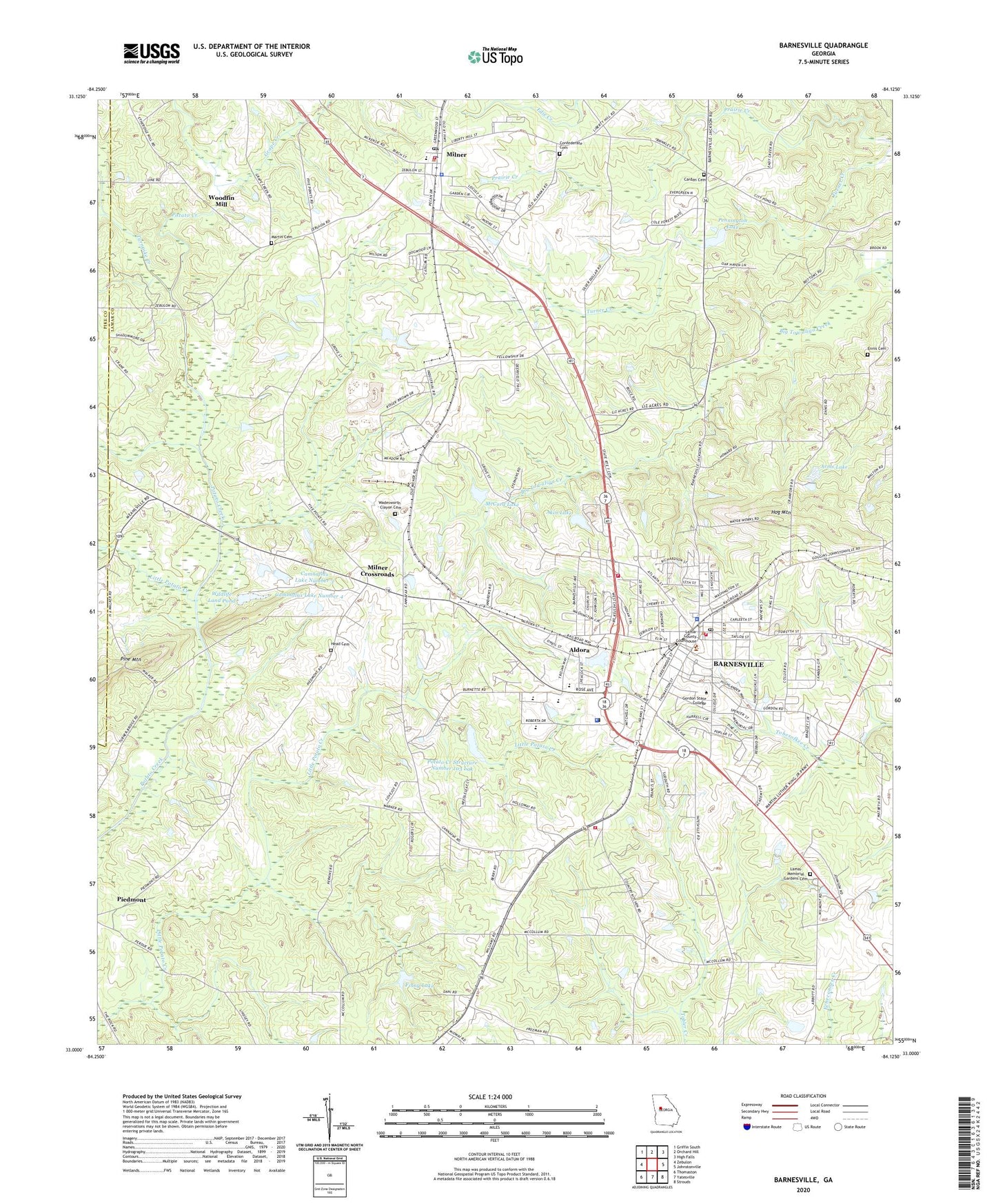 Barnesville Georgia US Topo Map Image