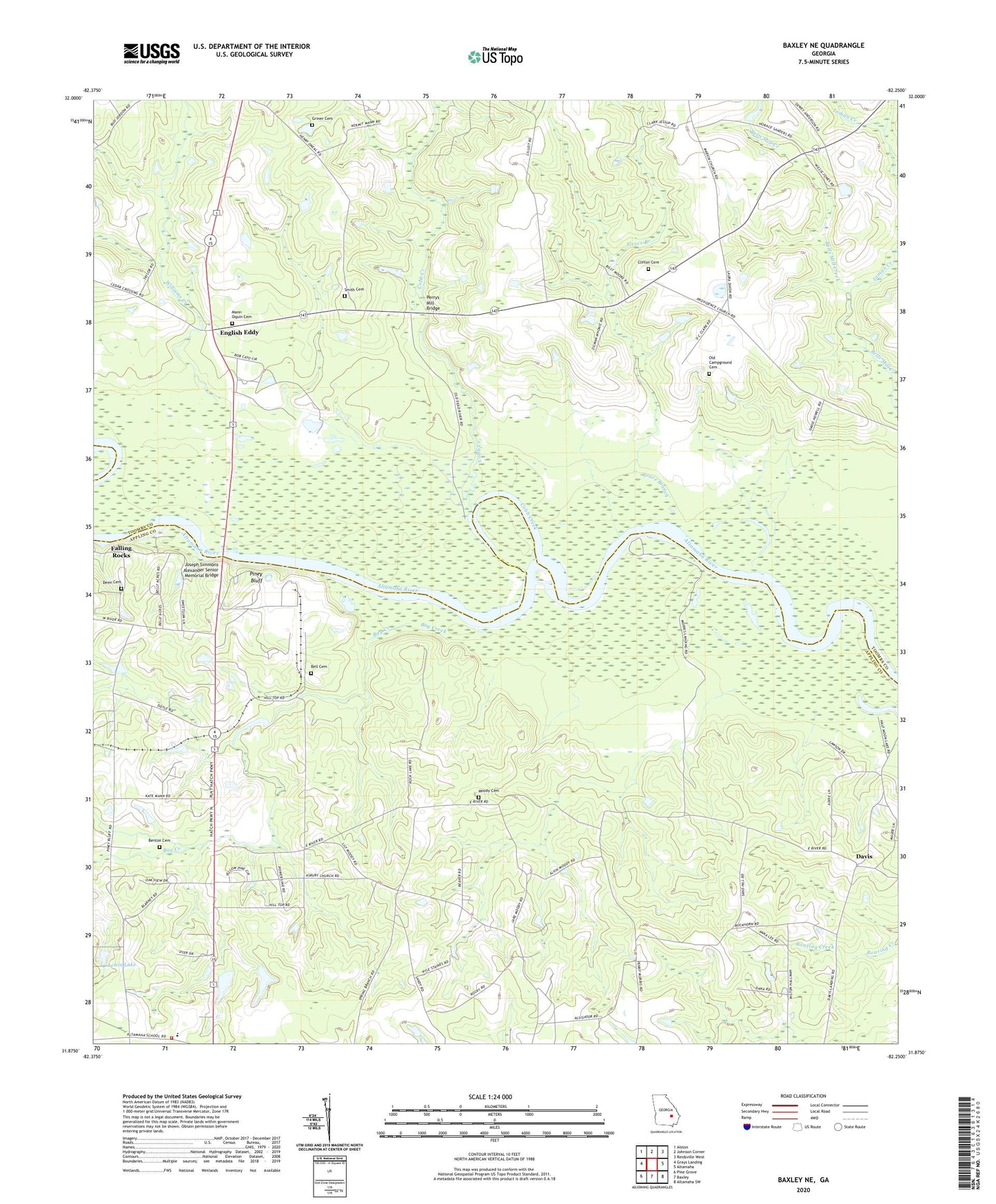Baxley NE Georgia US Topo Map Image