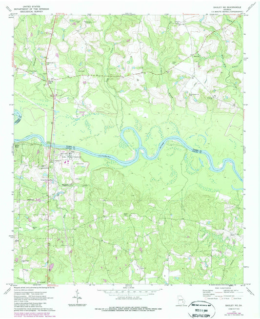 Classic USGS Baxley NE Georgia 7.5'x7.5' Topo Map Image