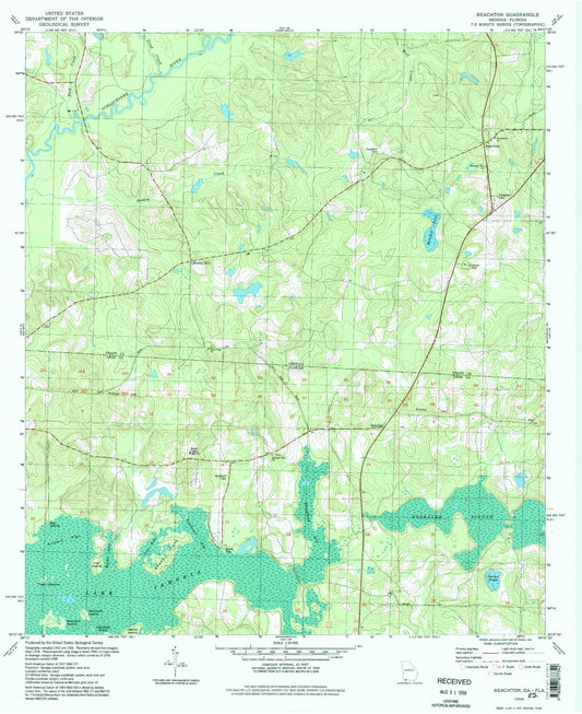 Classic USGS Beachton Georgia 7.5'x7.5' Topo Map Image