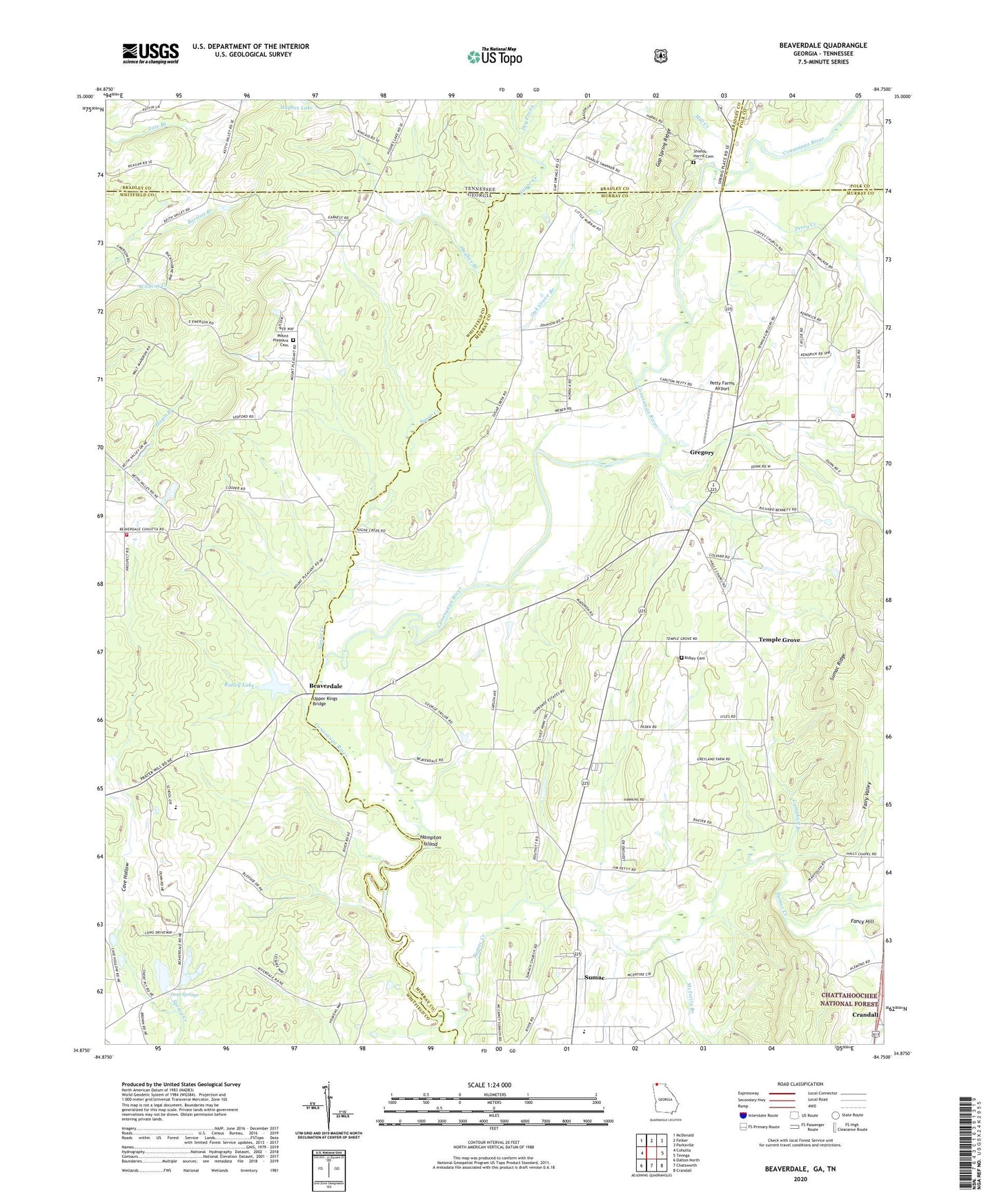 Beaverdale Georgia US Topo Map Image