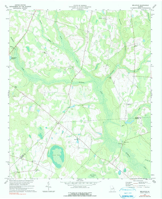 Classic USGS Bellevue Georgia 7.5'x7.5' Topo Map Image