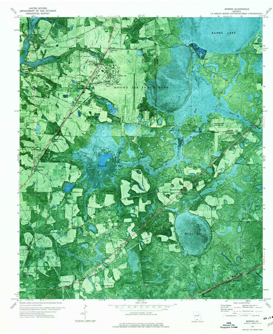 Classic USGS Bemiss Georgia 7.5'x7.5' Topo Map Image