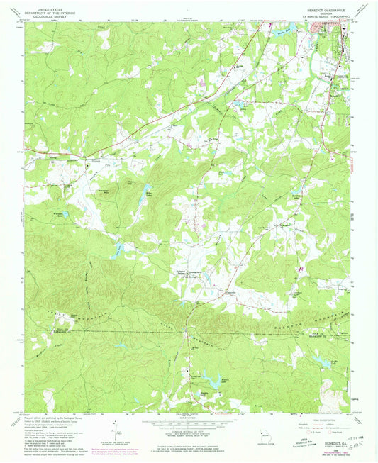Classic USGS Benedict Georgia 7.5'x7.5' Topo Map Image