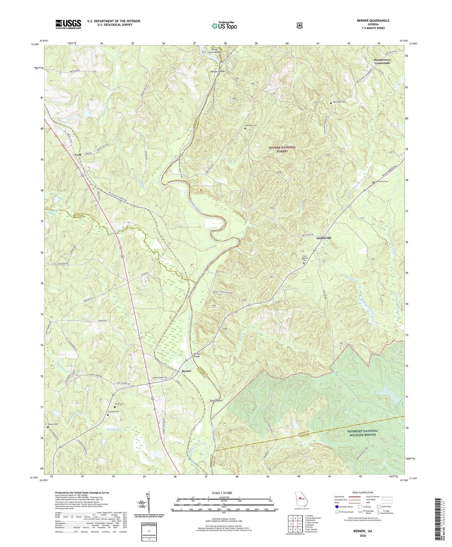 Berner Georgia US Topo Map Image
