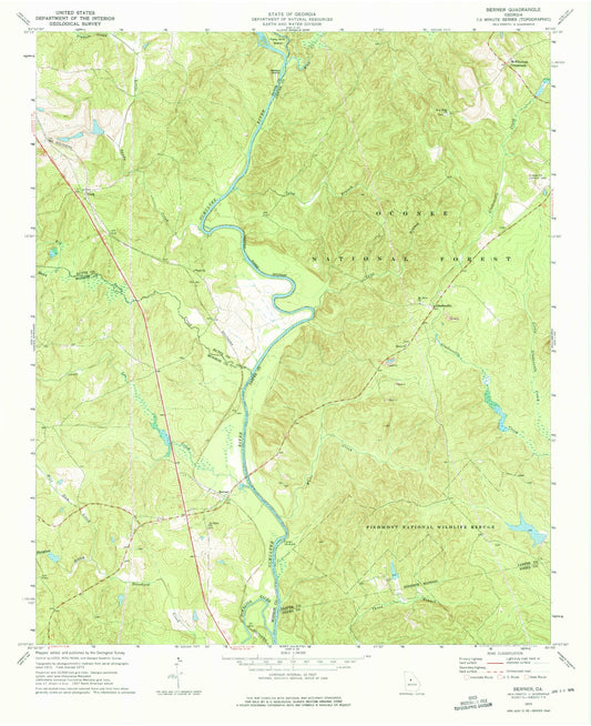 Classic USGS Berner Georgia 7.5'x7.5' Topo Map Image