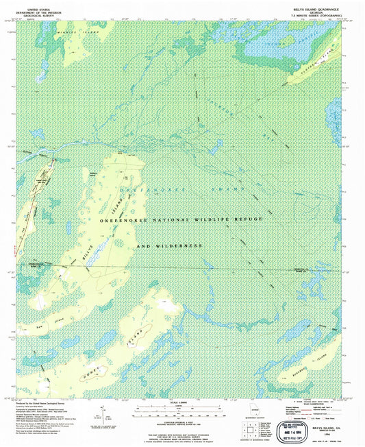 Classic USGS Billys Island Georgia 7.5'x7.5' Topo Map Image