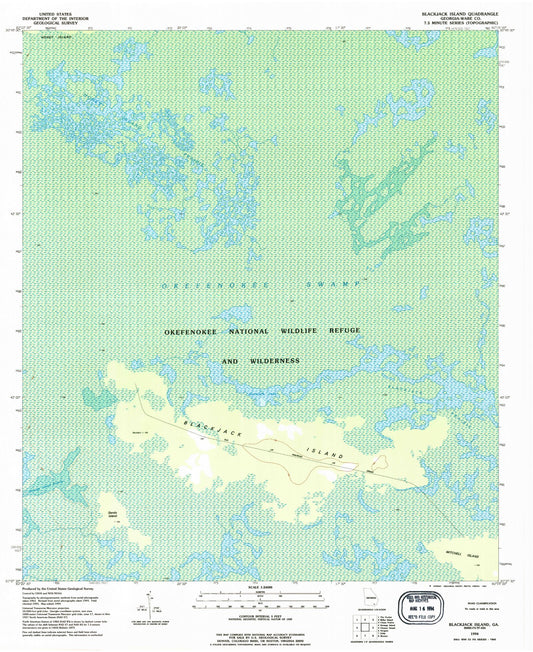 Classic USGS Blackjack Island Georgia 7.5'x7.5' Topo Map Image