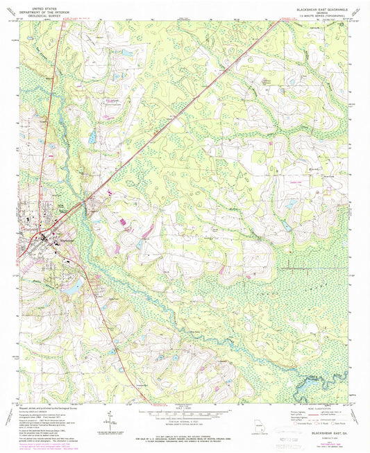 Classic USGS Blackshear East Georgia 7.5'x7.5' Topo Map Image