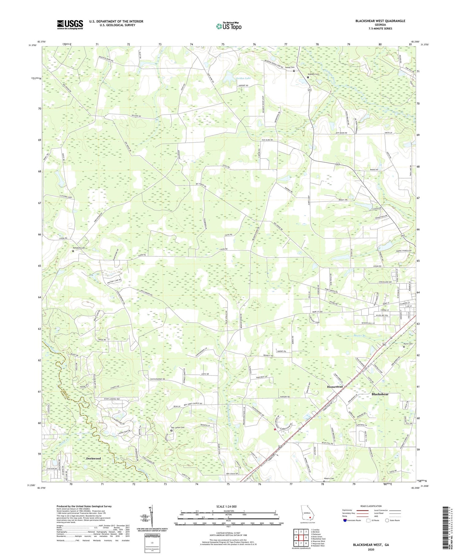 Blackshear West Georgia US Topo Map Image