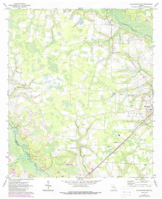 Classic USGS Blackshear West Georgia 7.5'x7.5' Topo Map Image